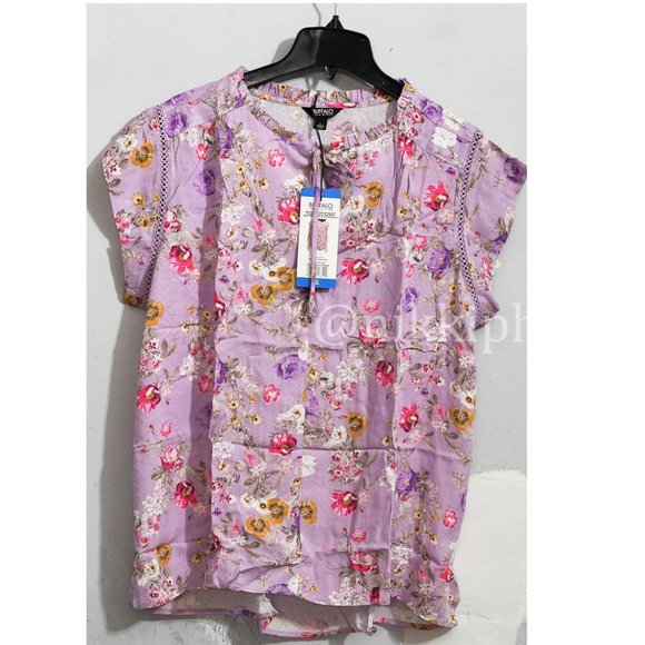 NWT Buffalo Women's Flutter Sleeve Blouse Top in pink - Picture 2 of 5